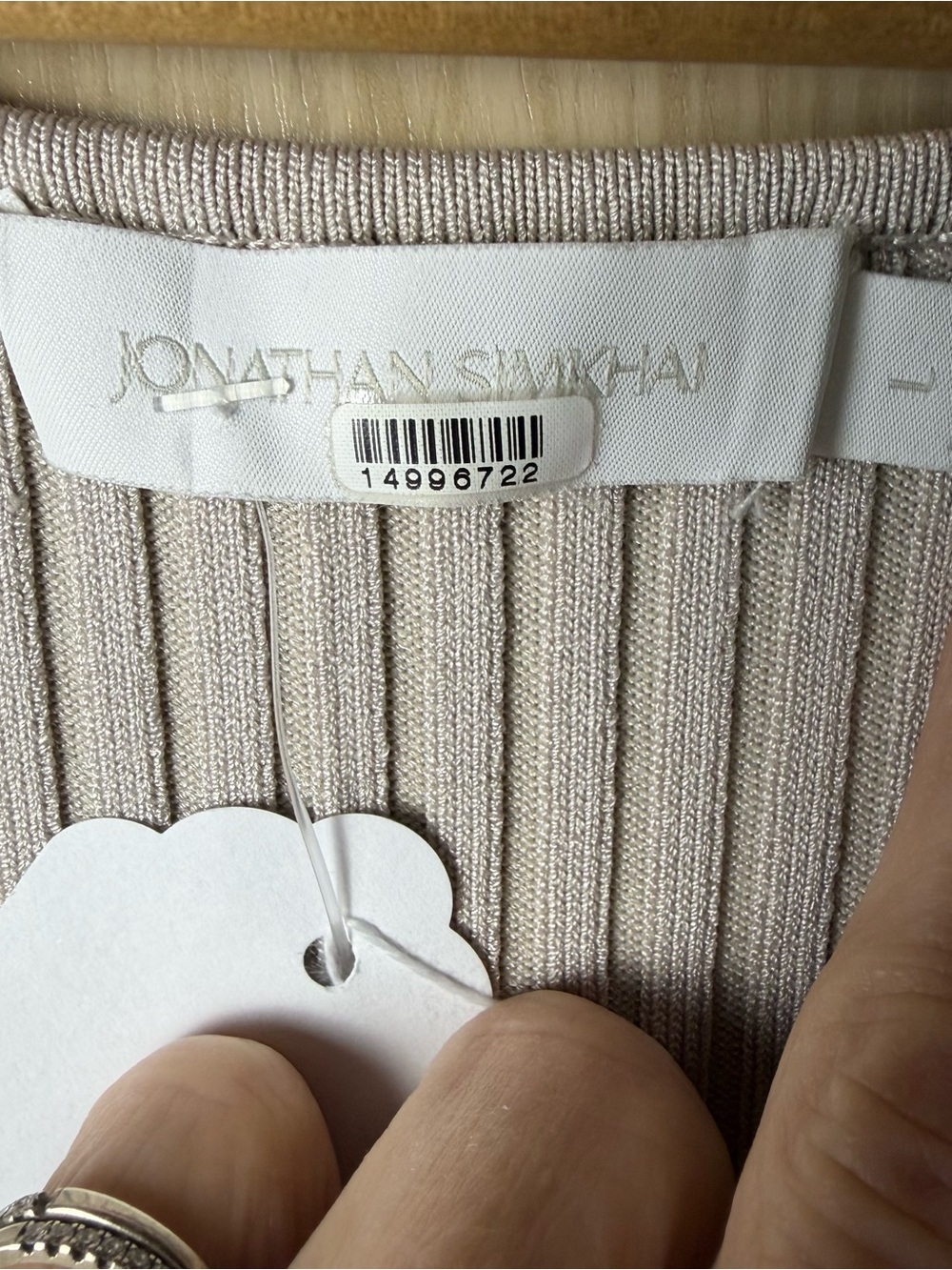Jonathan Simkhai Rib Knit Tie Front Midi Dress Taupe Beige Size L - Picture 7 of 7